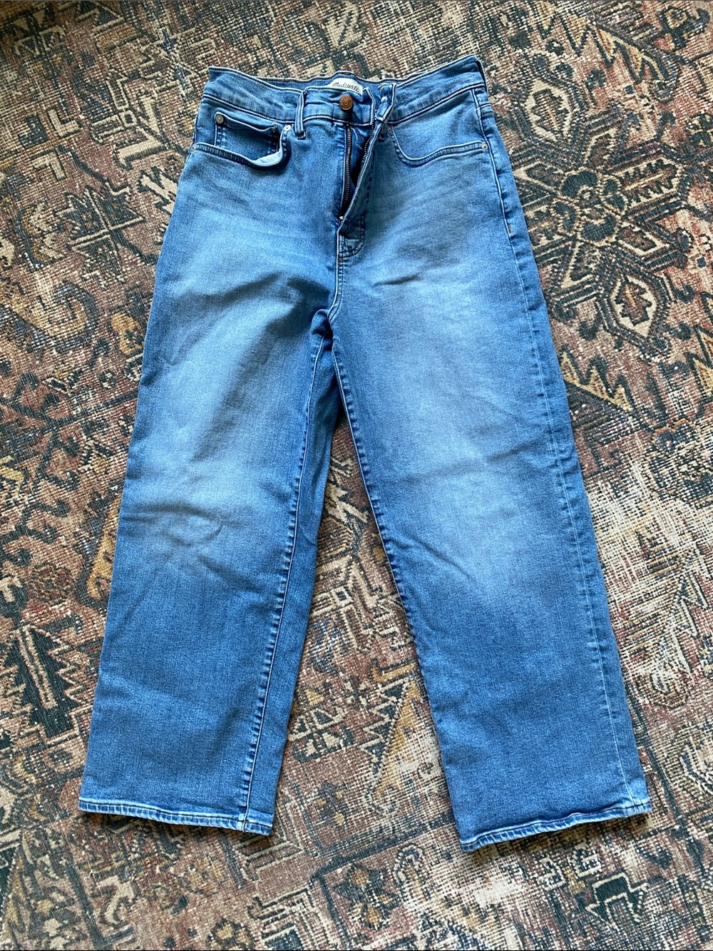 Madewell Perfect Vintage Wide Leg Crop Jeans in Medium Blue
